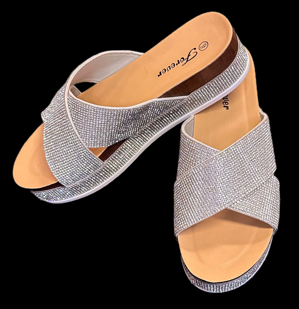 Jeweled Embellished Platform Sandals - Lil Monkey Boutique