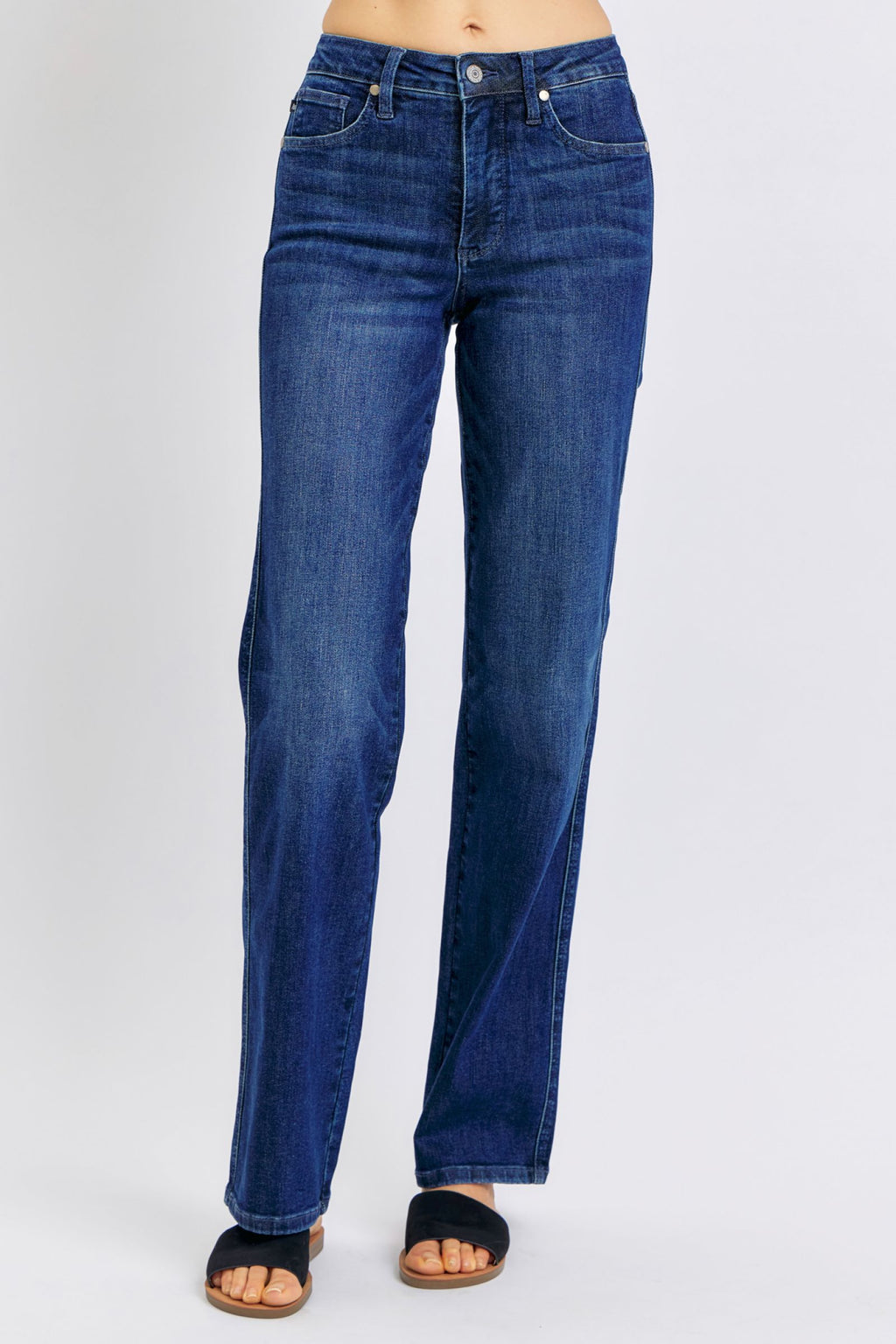 JUDY BLUE MID RISE TUMMY CONTROL CLASSIC STRAIGHT JEANS