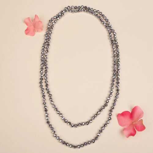 SILVER BEADED NECKLACE - Lil Monkey Boutique