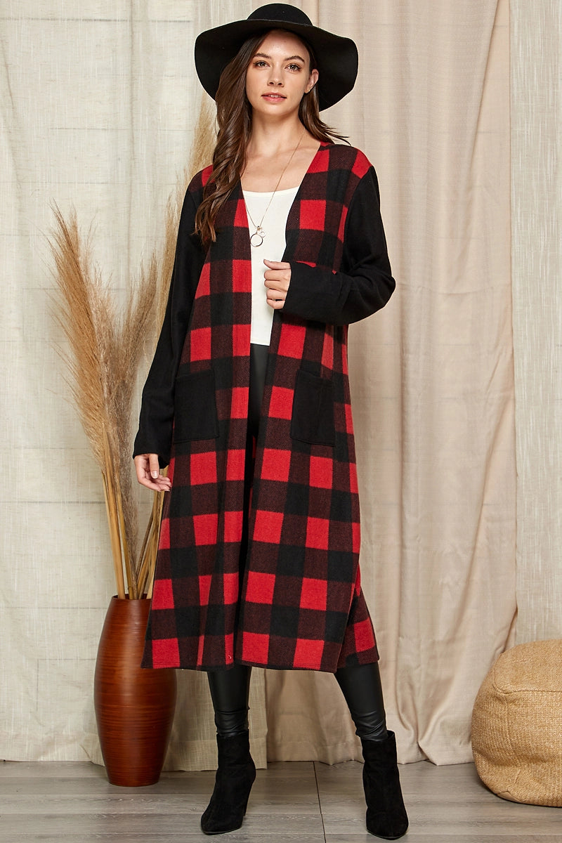 Long flannel cardigan hot sale