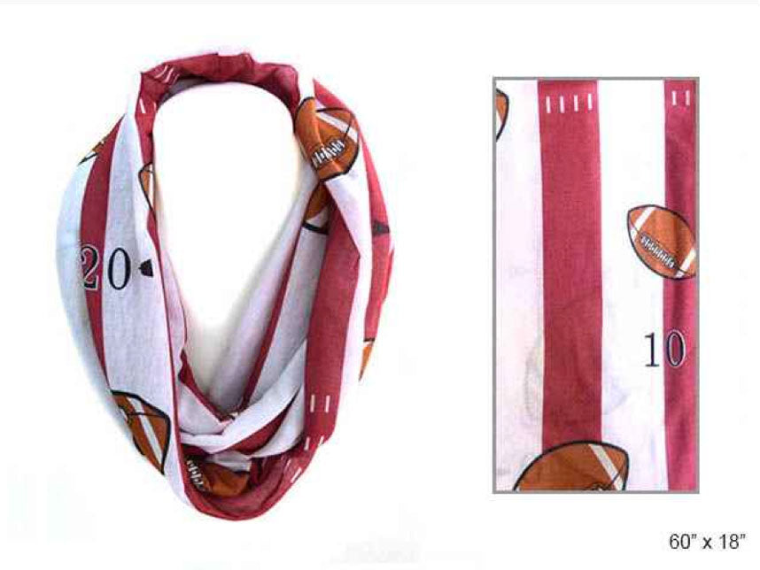 FOOTBALL INFINITY SCARF (COLORS ARE GREAT FOR TX LONGHORNS OR TX A&M) - Lil Monkey Boutique