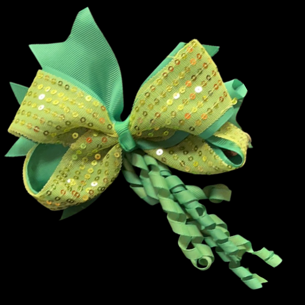 SEQUINS RIBBON TAIL BOWS (roughly 5in) - Lil Monkey Boutique