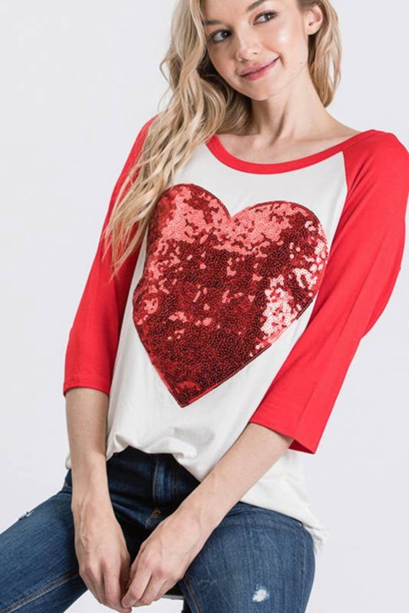 Rhinestone Heart Printed Bralette T-Shirt