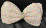 DOUBLE LAYER SEQUIN SOLID BOWS WITH BLING CENTER (FOAM LIKE MATERIAL) - Lil Monkey Boutique