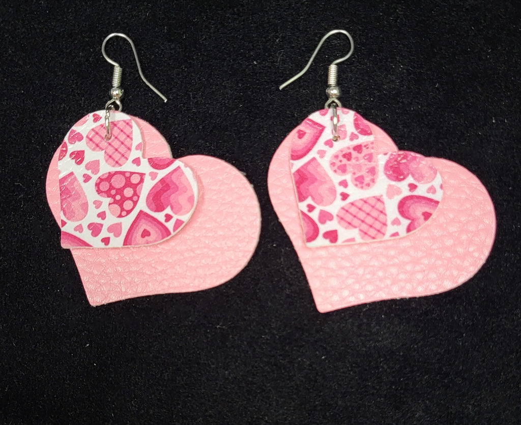 Double Layer Heart Leather Earrings - Lil Monkey Boutique