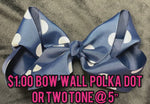 5" ROUGHLY POLKA DOT OR TWO TONE BOWS IN NUMEROUS COLOR COMBINATIONS (LARGE)