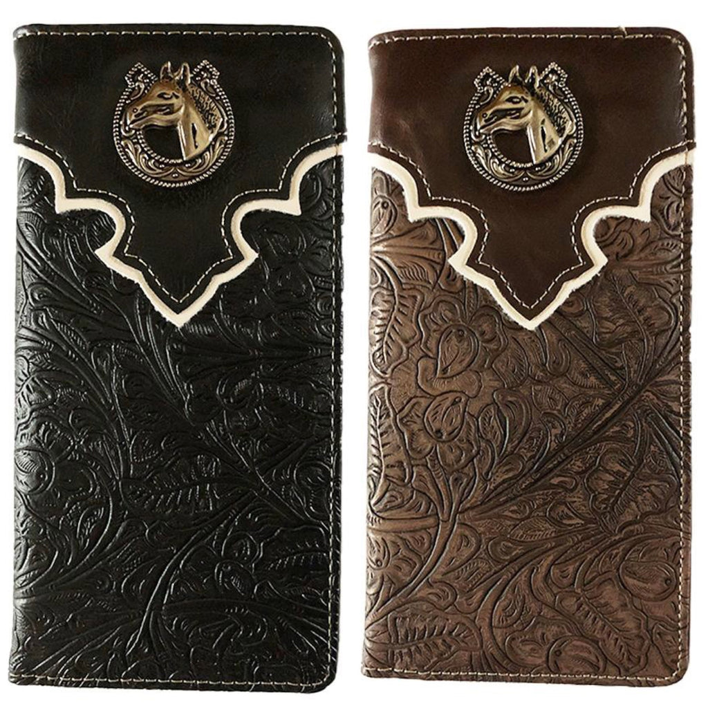 MENS WESTERN WALLET WITH HORSE CONCHO OR UNISEX CHECK BOOK WALLET - Lil Monkey Boutique