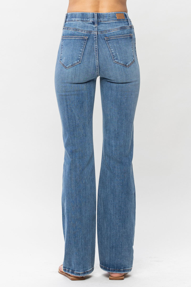 JUDY BLUE HIGH WAIST ELASTIC WAISTBAND PULL ON SLIM BOOTCUT JEANS - Lil Monkey Boutique