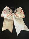 Solid Color White with Glitter Sports Themed Cheer Hair Tie Bows - Lil Monkey Boutique