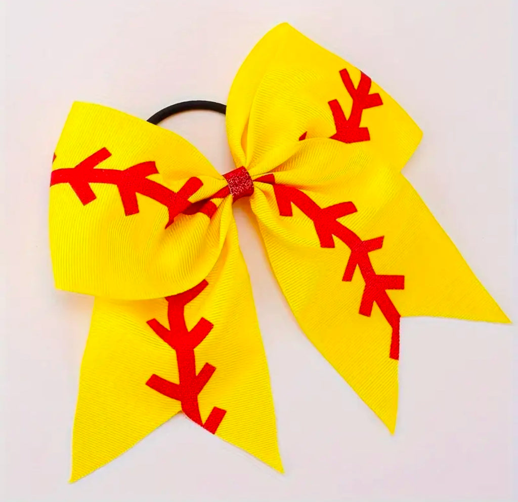 Softball Cheer Bows Hair Tie - Lil Monkey Boutique
