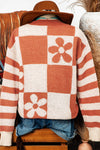 Checker Floral Stripe Sweater