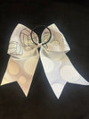 Solid Color White with Glitter Sports Themed Cheer Hair Tie Bows - Lil Monkey Boutique