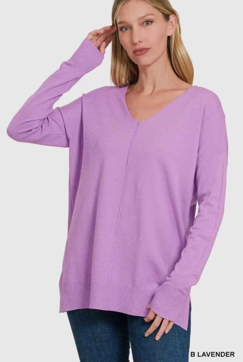 VERY SOFT LEIGHTWEIGHT GARMENT DYED FRONT SEAM SWEATER