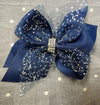 SPARKLE SOLID BOW W/BLING CENTER roughly 4in) - Lil Monkey Boutique