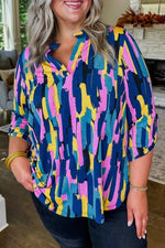 Multicolor Vibrant Abstract 3/4 Sleeve Blouse