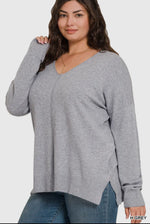 VERY SOFT LEIGHTWEIGHT GARMENT DYED FRONT SEAM SWEATER