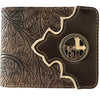 MENS WESTERN BIFOLD WALLET WITH CROSS HORSE AND COWBOY CONCHO - Lil Monkey Boutique