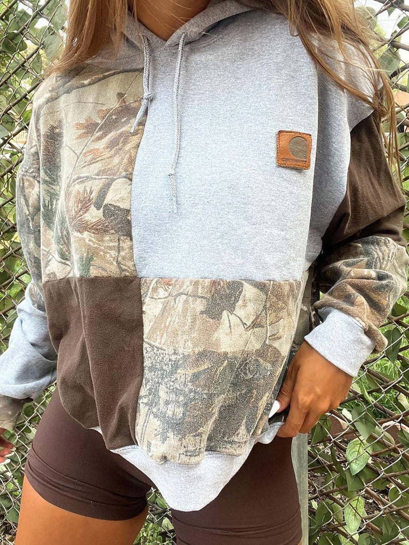 Patchwork Drawstring Hoodie