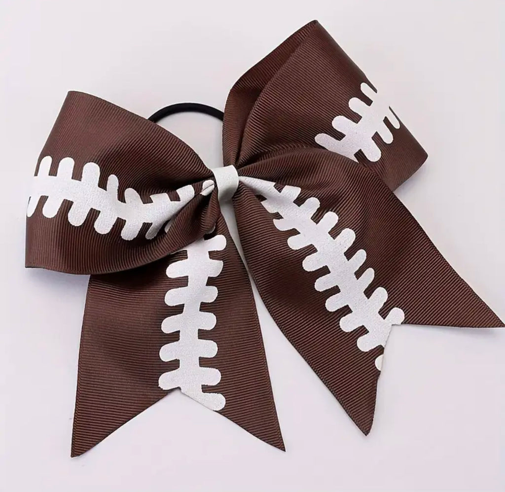 Football Glitter Cheer Bows Hair Tie - Lil Monkey Boutique