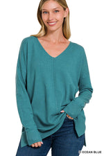 VERY SOFT LEIGHTWEIGHT GARMENT DYED FRONT SEAM SWEATER