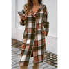 Button Hood Plaid Flannel Trench Coat