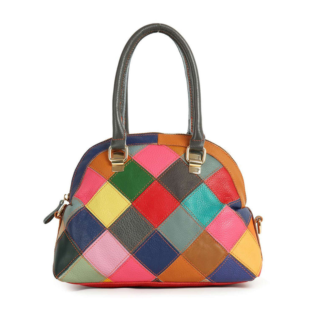 Genuine Leather Colorful Satchel Handbag - Lil Monkey Boutique