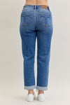 Judy Blue Mid Rise Boyfriend Classic Cuffed Jeans - Lil Monkey Boutique