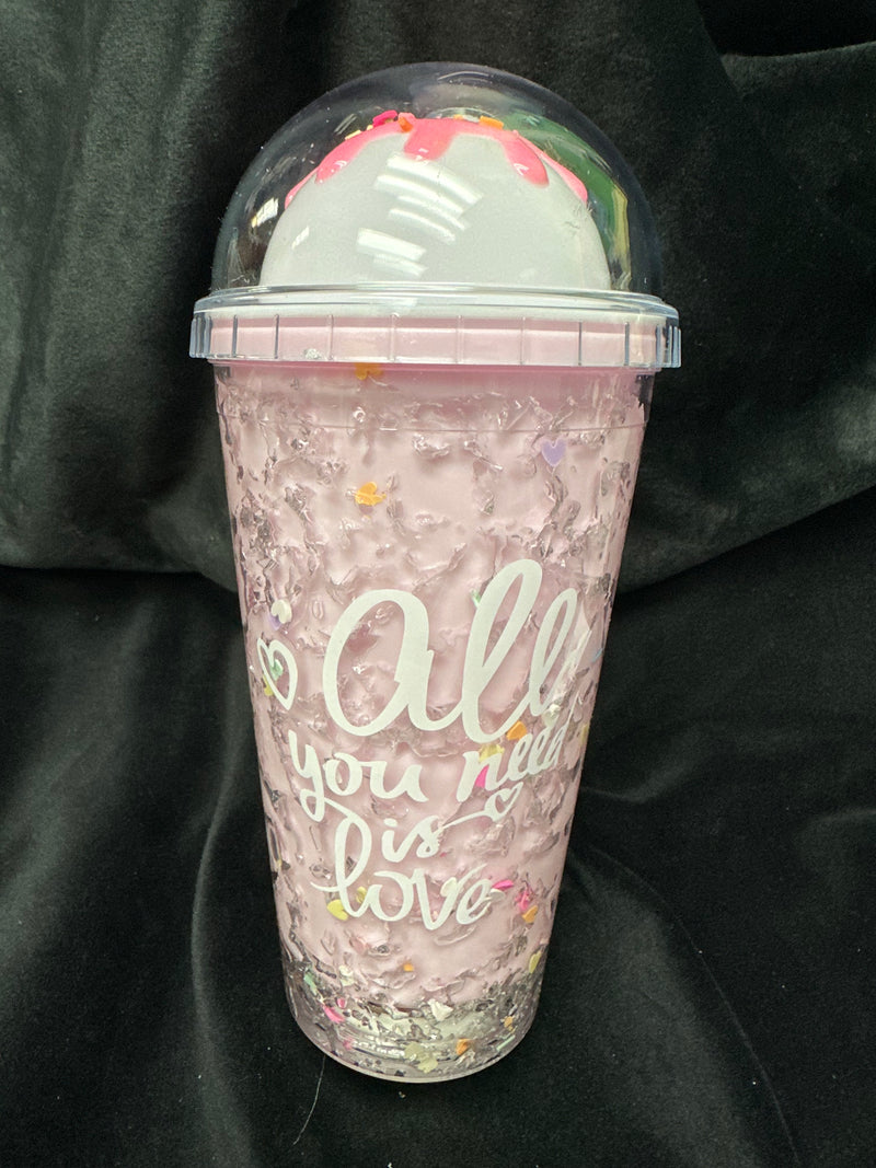 ALL YOU NEED IS LOVE LED LIGHT UP TUMBLER WITH STRAWs - Lil Monkey Boutique