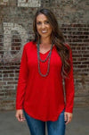 LONG SLEEVE SOLID COLOR V NECK TUNIC