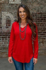 LONG SLEEVE SOLID COLOR V NECK TUNIC