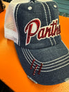 CUSTOM PANTHERS CRYSTAL BLING ON EMBROIDERED LETTERING BASEBALL HATS