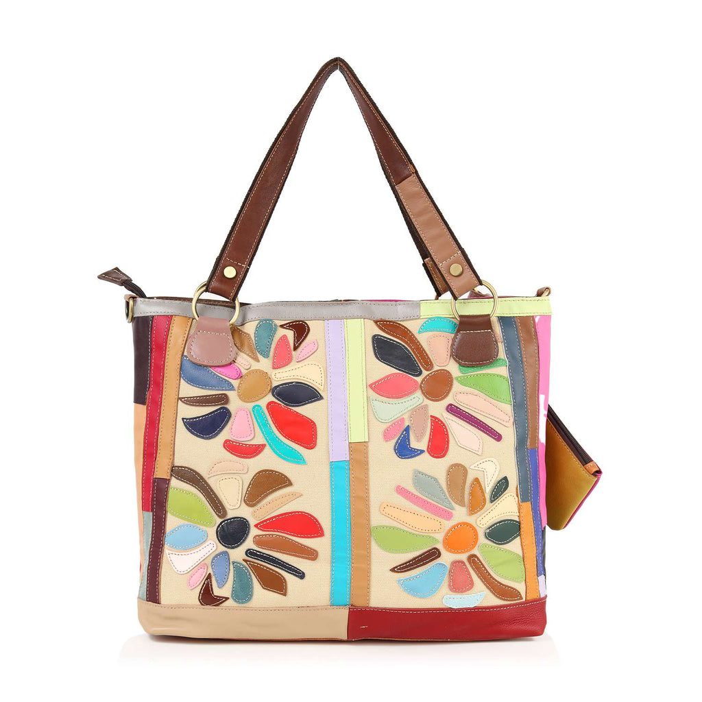 Genuine Leather Colorful Oversized Handbag Set - Lil Monkey Boutique