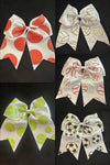 Solid Color White with Glitter Sports Themed Cheer Hair Tie Bows - Lil Monkey Boutique