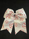 Solid Color White with Glitter Sports Themed Cheer Hair Tie Bows - Lil Monkey Boutique