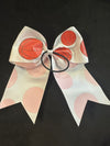 Solid Color White with Glitter Sports Themed Cheer Hair Tie Bows - Lil Monkey Boutique