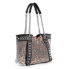 Chain and Rhinestone Studded Leopard Print Handbag - Lil Monkey Boutique
