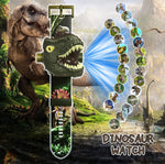 Children Dinosaur Projection Electronic Flip Watch with Adjustable Digital Screen 3D Cartoon Animal 24 Projection Patterns