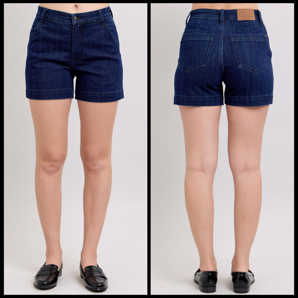 Judy Blue High Waist Denim Trouser Shorts - Lil Monkey Boutique