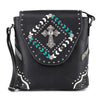 Decorative Cross Accented Top Flap Crossbody Messenger Handbag - Lil Monkey Boutique