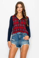 PLAID BUTTON DOWN TOP