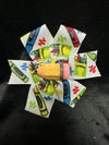 PENCIL CENTER MULTI COLOR CRAYONS PRINT BOW ROUGHLY 3" (Great to pair with a bigger, see picture)