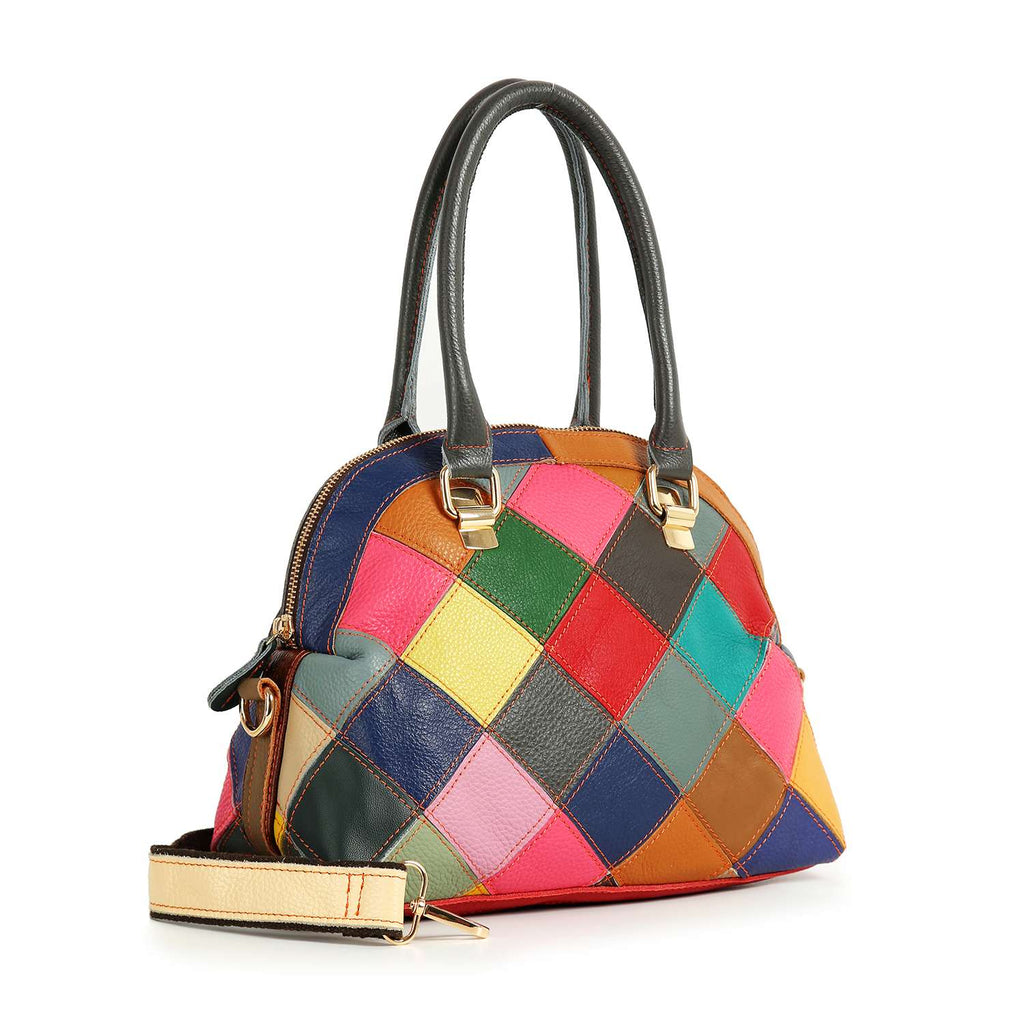 Genuine Leather Colorful Satchel Handbag - Lil Monkey Boutique