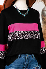 Leopard Colorblock Patchwork Long Sleeve Tee