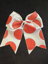 Solid Color White with Glitter Sports Themed Cheer Hair Tie Bows - Lil Monkey Boutique