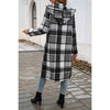 Button Hood Plaid Flannel Trench Coat