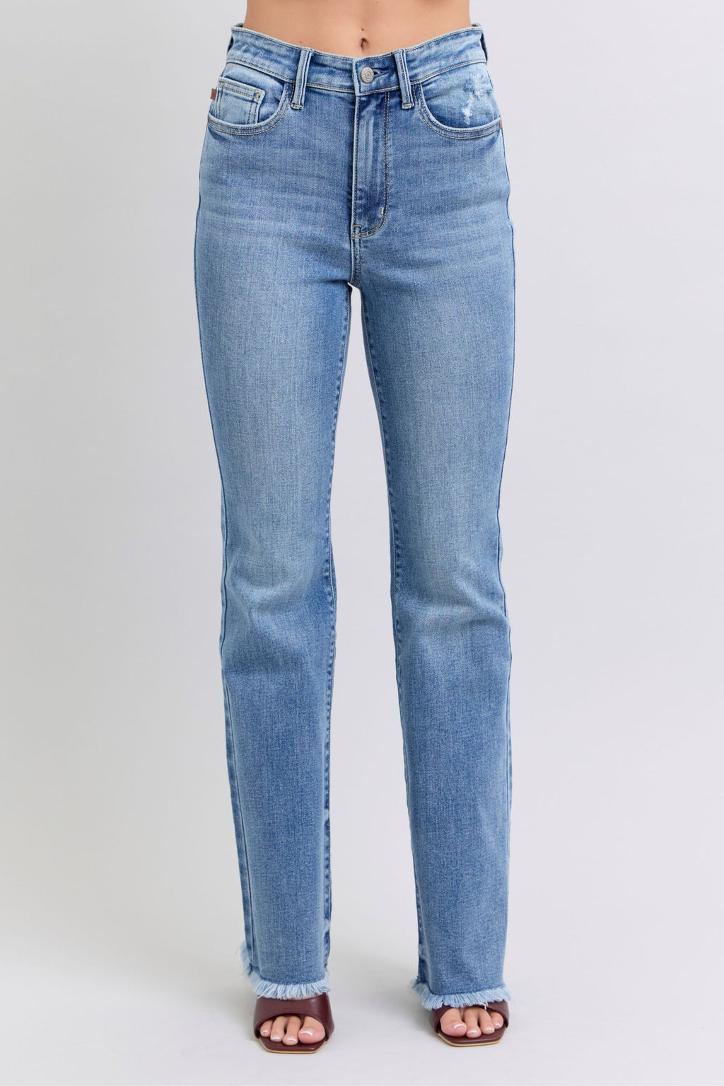 Judy Blue High Waist Bootcut with Fray Hem Jeans