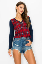 PLAID BUTTON DOWN TOP