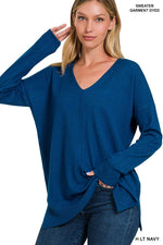 VERY SOFT LEIGHTWEIGHT GARMENT DYED FRONT SEAM SWEATER