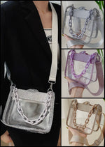 Transparent Pvc Rhinestone Chain Crossbody Bag - Lil Monkey Boutique