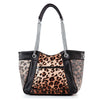 Chain and Rhinestone Studded Leopard Print Handbag - Lil Monkey Boutique